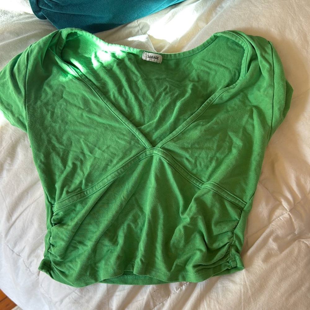 Green garage crop top
